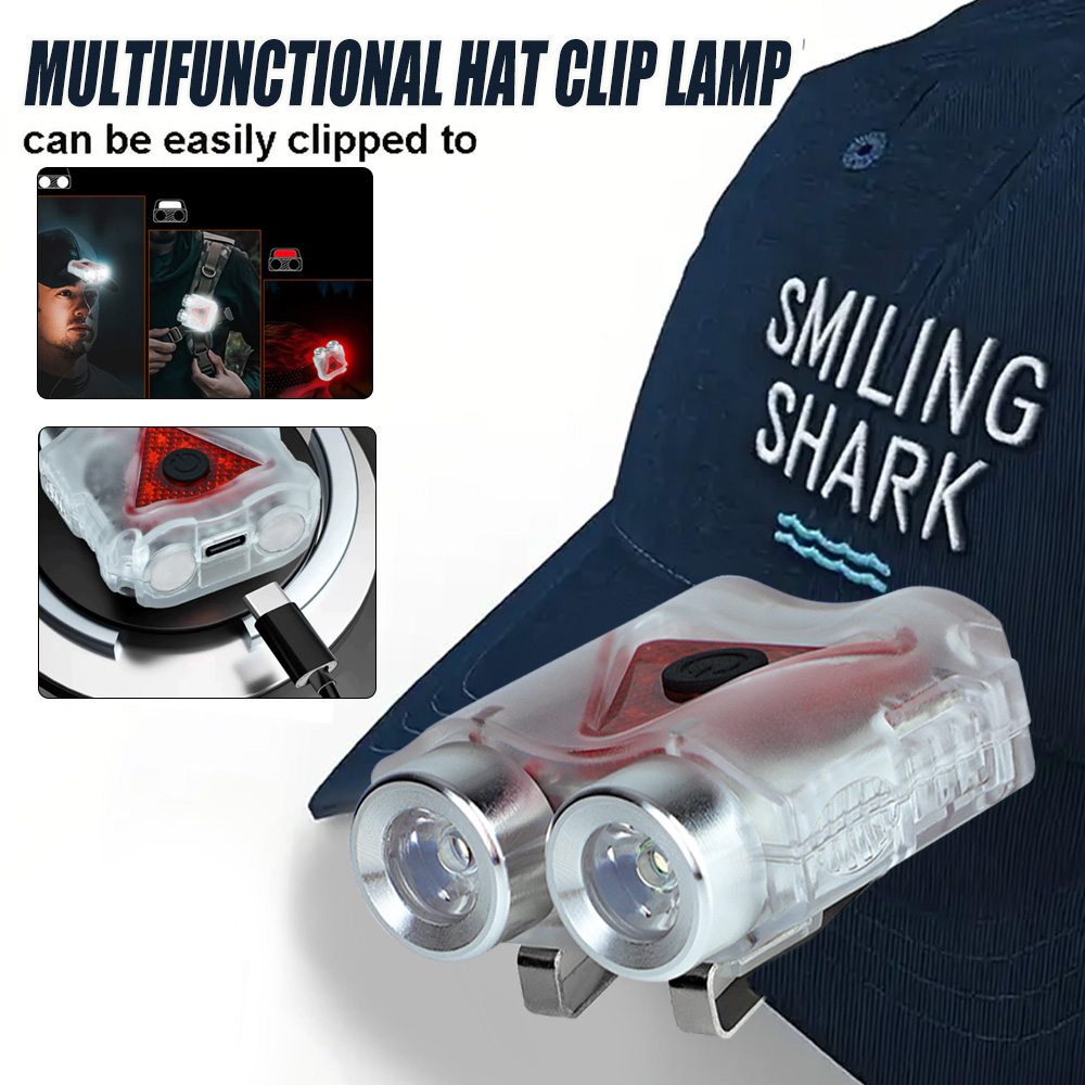 Running Headlamp - 充電式ハンズフリーLEDヘッドランプ、防水キーチェーンマグネットヘッドライト、ナイトランニング、キャンプ、緊急作業用の帽子クリップ付き