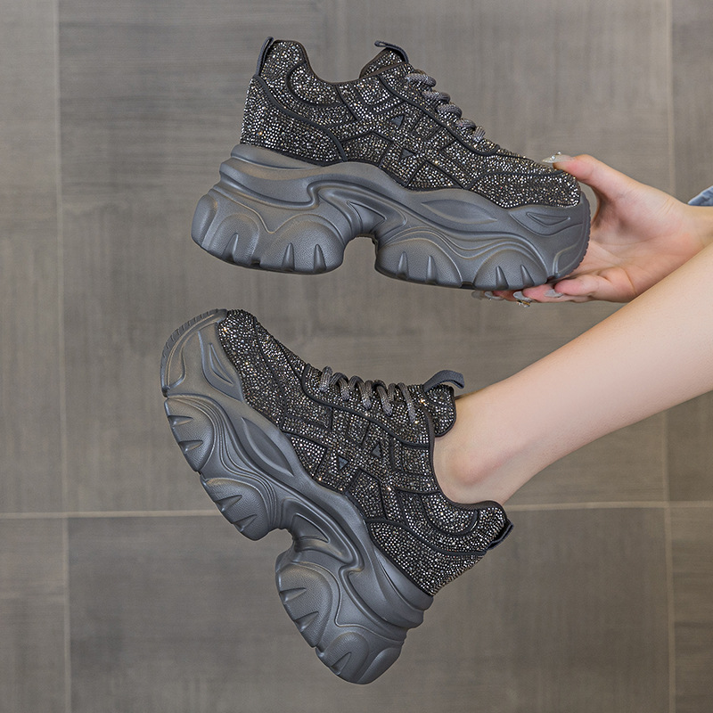Running Shoes Women - レディーススニーカー、レースアップ、ハイヒール、プラットフォーム、クリスタル、ワークシューズ、ナイトランニングシューズ、スターダズリングダイヤモンドシューズ