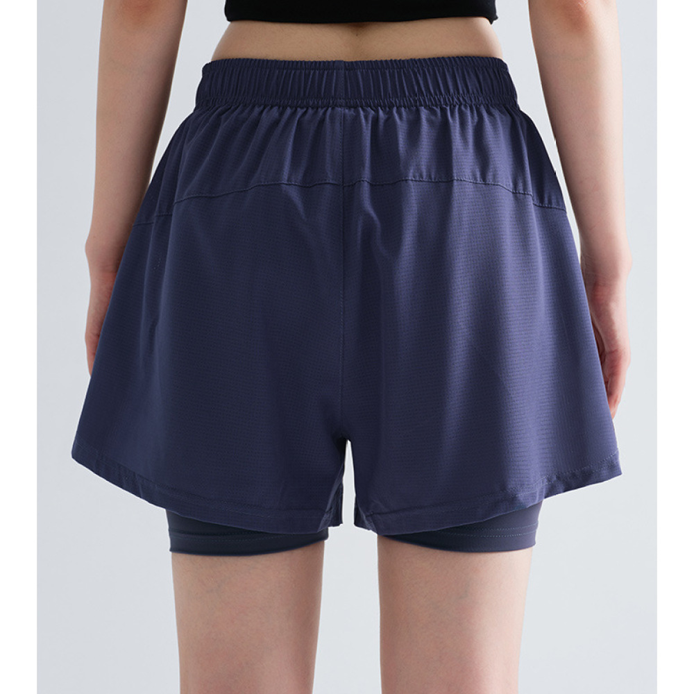 Running Gear Junior - 女性用ランニングヨガショーツ 2 in 1 アスレチックフィットネスジムパンツ 高弾性速乾スポーツウェア