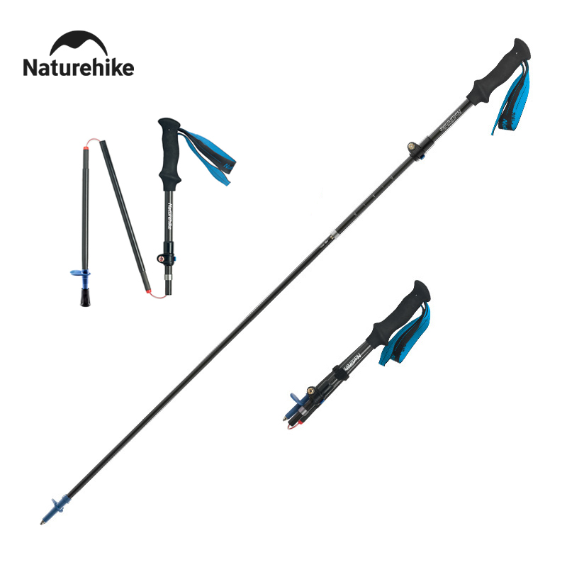 Trekking Pole Carbon - Naturehike-キャンプ用のカーボンファイバーウォーキングポール,超軽量トレッキングポール,折りたたみ式杖,高負荷,5セクション,175g