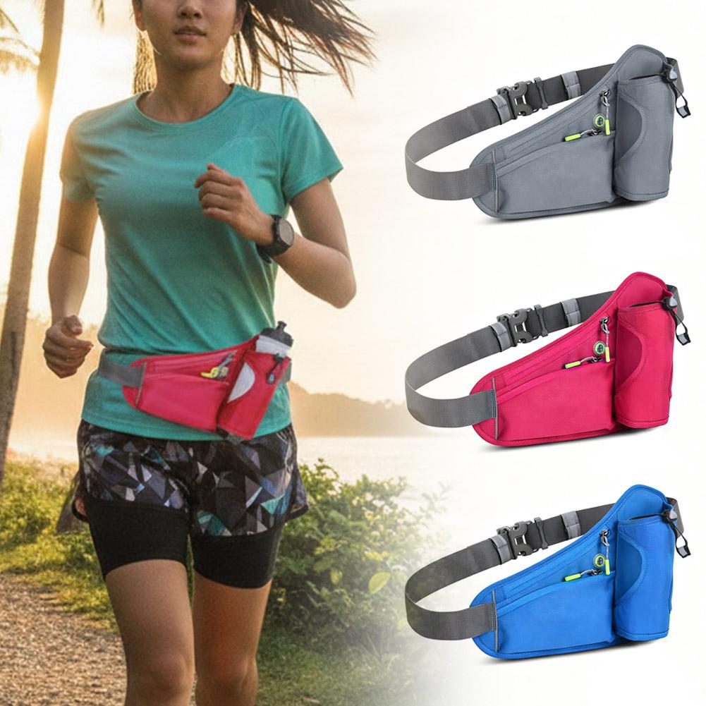Running Belt - ウォーターボトルホルダー付きファニーパック、延長ストラップ付きクロスボディバッグ、ランニングベルト、ウォーキングやランニング用のハイドレーションウエストパック