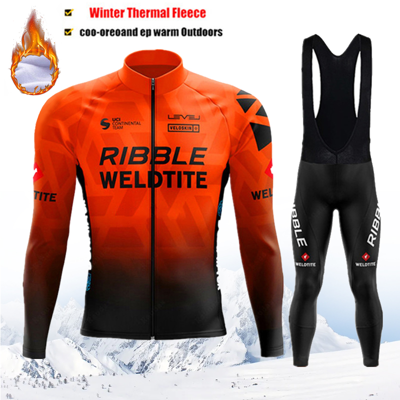 Race Bib - RIBBLE 冬用サイクリングジャージセット メンズ サーマルフリース 自転車ウェア MTB
