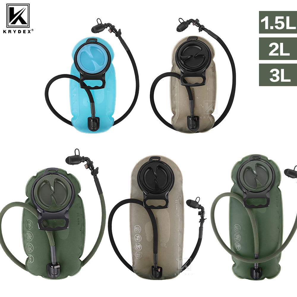 Hydration Vest - KRYDEX タクティカル 1.5L、2L、3L 水筒ポーチ。アウトドアキャンプ用、ベストやバックパックに取り付け可能なハイドレーションパック収納バッグ。