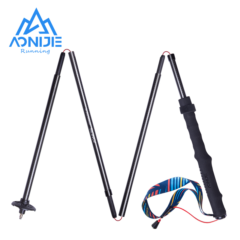 Trekking Pole Carbon - Aonijie-軽量折りたたみ式トレッキングポール、カーボンファイバーウォーキングスティック、ドローストリング、ハイキングや登山用に固定、e4204、2個