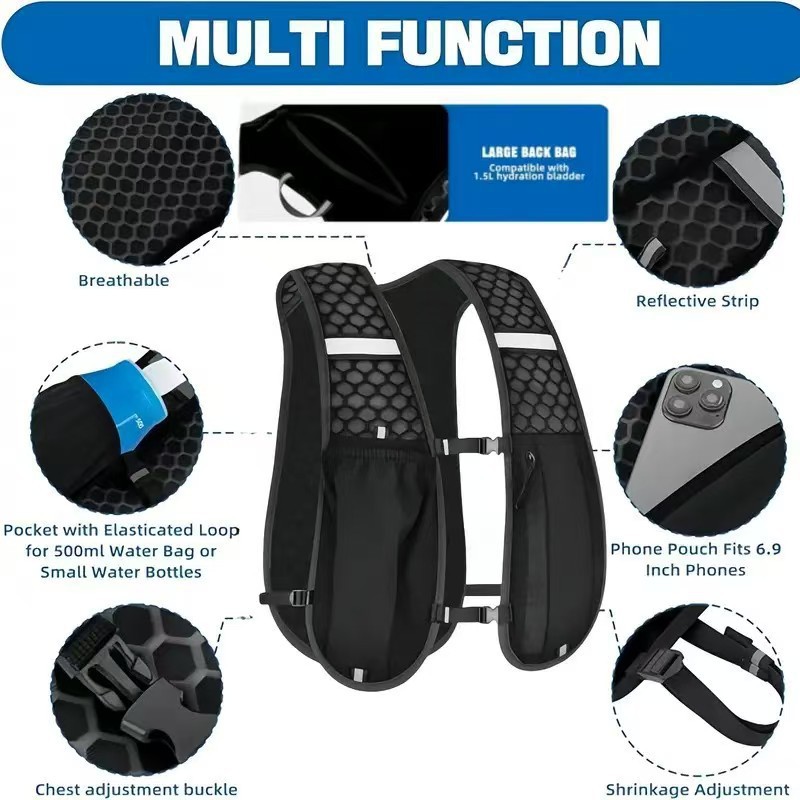 男女兼用ランニングハイドレーションベスト、防水性、通気性、ラ - Hydration Vest のレビューと価格