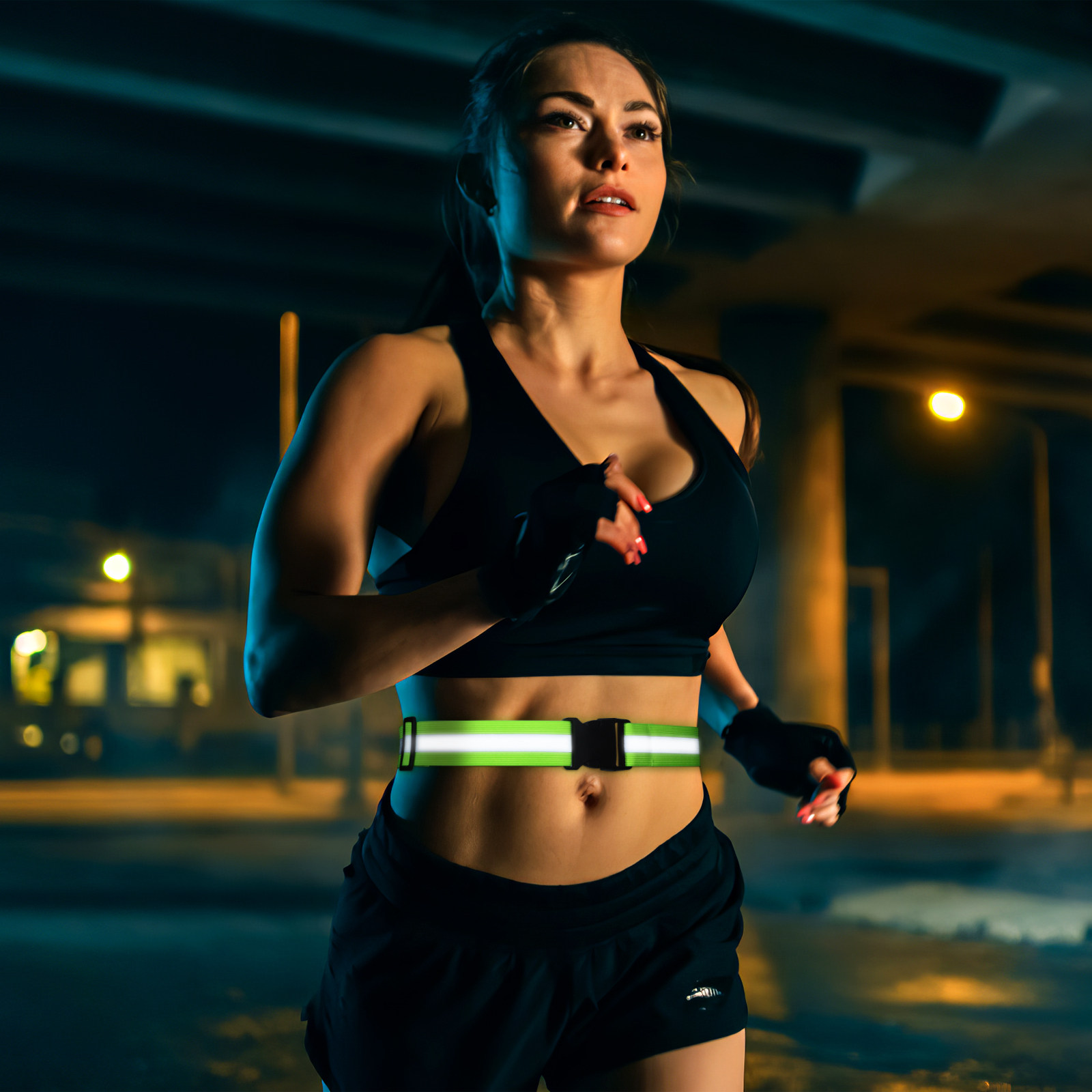 蛍光緑色の反射素材を使用した、伸縮性のある調整可能な高視認性 - Running Visibility Gear のレビューと価格