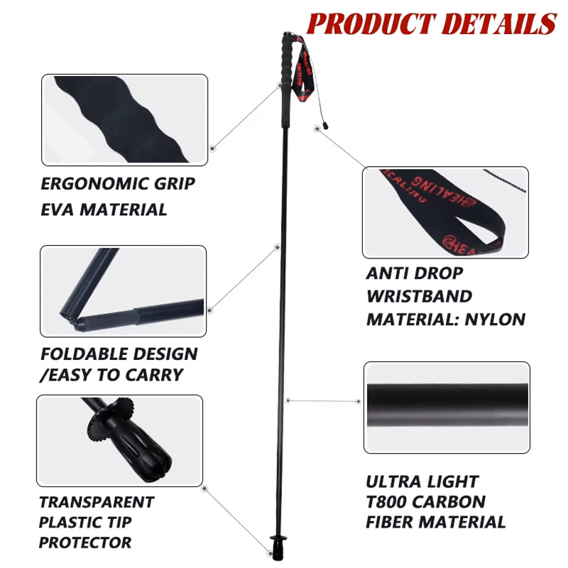 OKHEALING 110g 超軽量 5段折りたたみ式カーボ - Trekking Pole Carbon のレビューと価格