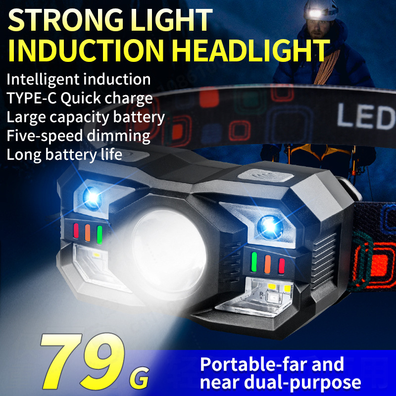 LED誘導ヘッドランプ USB充電式 蛍光色 強い明るさ ヘ - Running Headlamp のレビューと価格