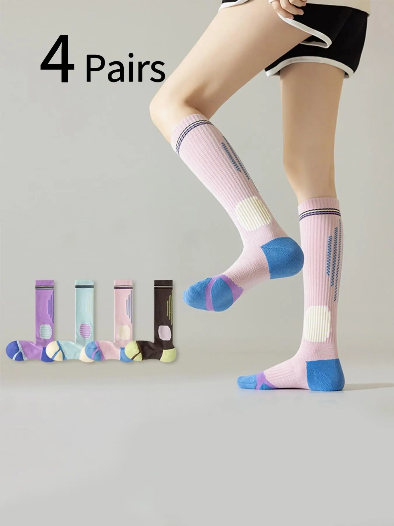 4足組 レディース スポーティー コンプレッションソックス、 - Sports Socks のレビューと価格