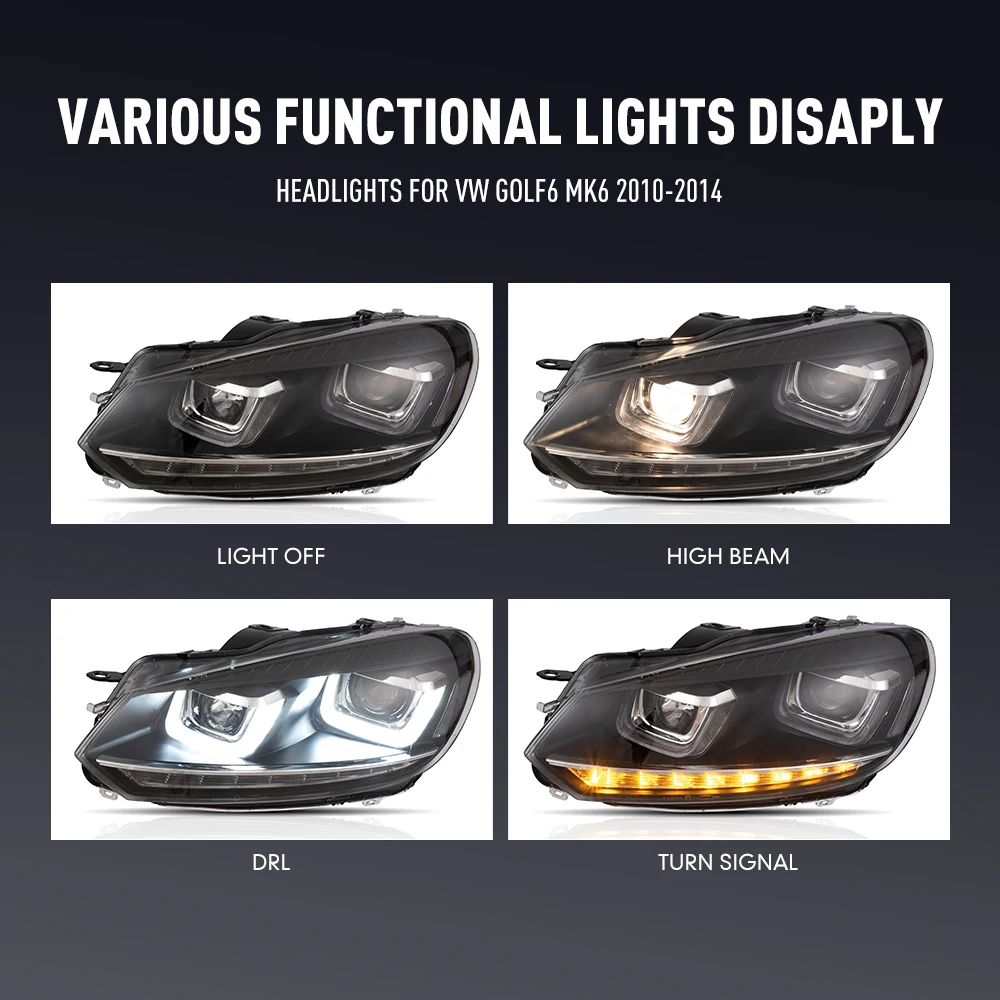 2個入り 車用スタイリングヘッドランプ VW ゴルフ6 MK - Running Headlamp のレビューと価格