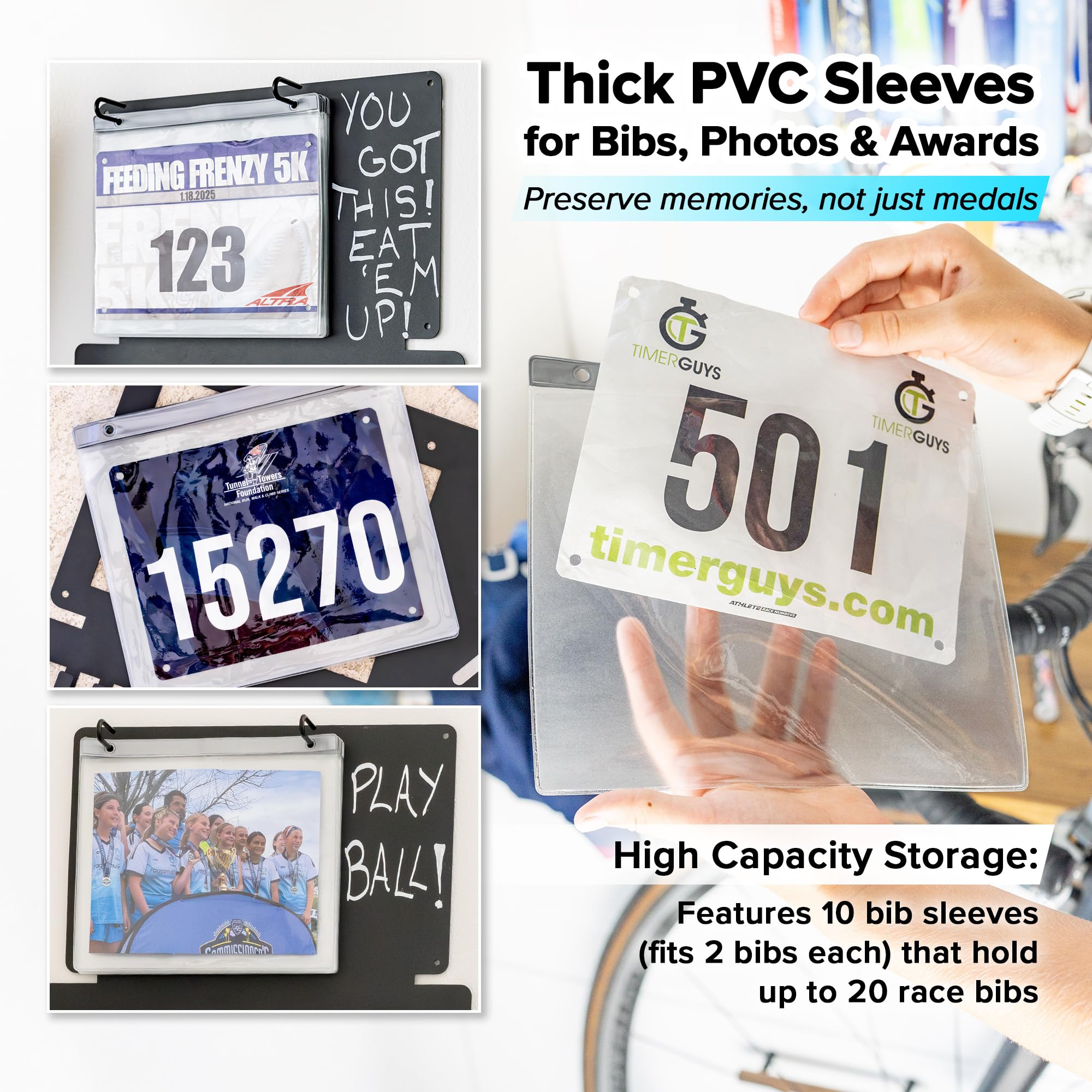 ランニングメダルハンガーディスプレイ、プレミアム厚手メダルホ - Race Bib のレビューと価格