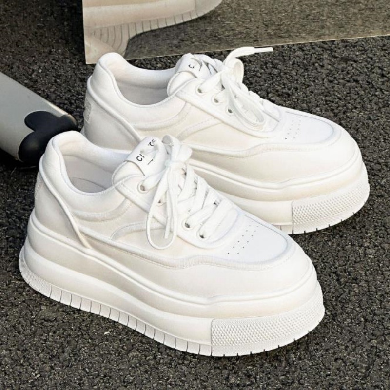 新しいレザー製レディースホワイト通気性カジュアル女性用バルカ - Running Shoes Women のレビューと価格