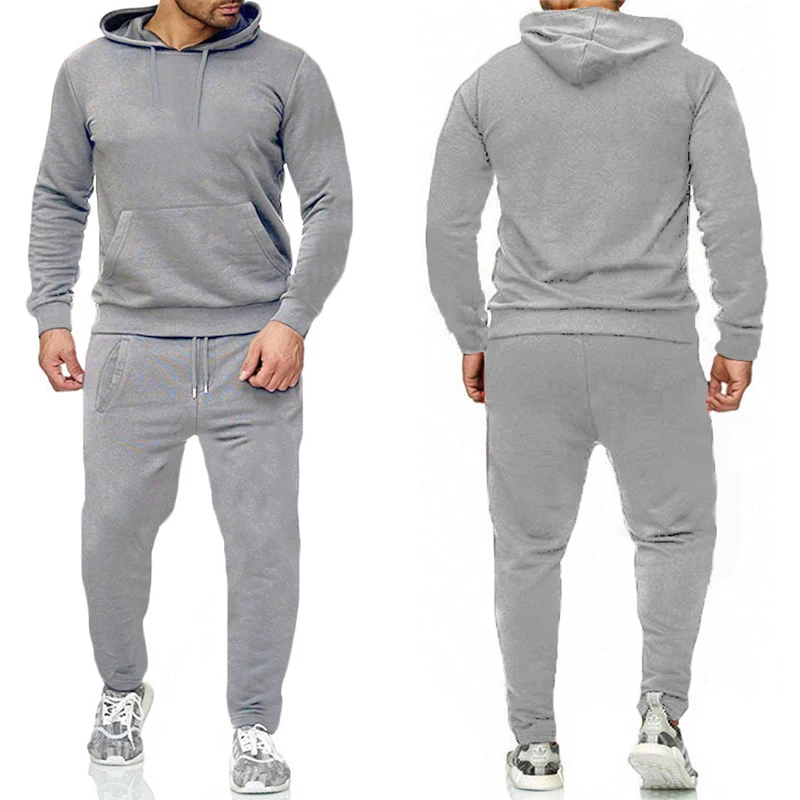 クラシックなメンズ無地トラックスーツ、フード付きスウェットシ - Joggers Pants のレビューと価格
