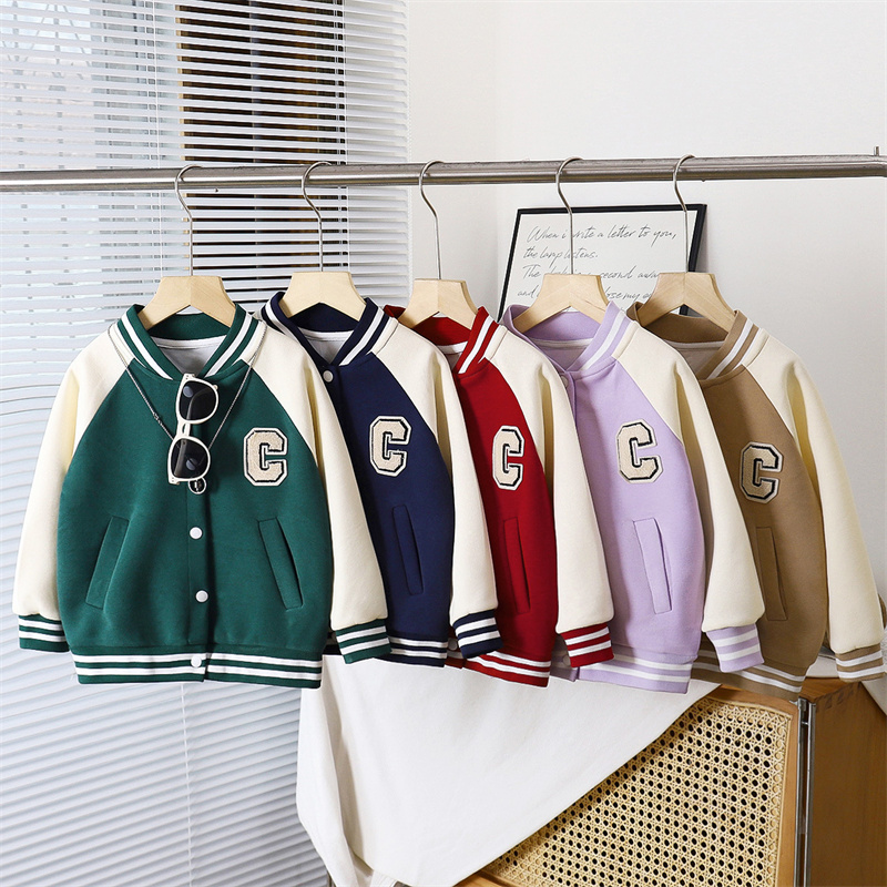 子供の野球ジャケットボーイズファッションコート秋女の子手紙カ - Running Gear Kids のレビューと価格