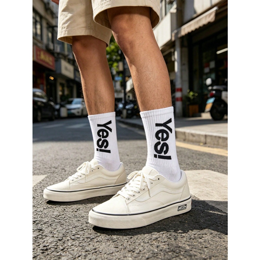 1/4 ペアの蛍光文字パターンソックス、通気性のあるスポーツ - Sports Socks のレビューと価格