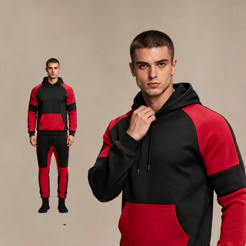メンズカラーブロックフーディーとジョガーパンツセット 長袖ド - Joggers Pants のレビューと価格